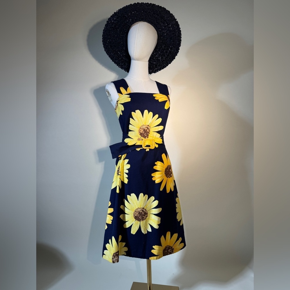 True Vintage 90s Sunflower Print Sleeveless Midi Dress